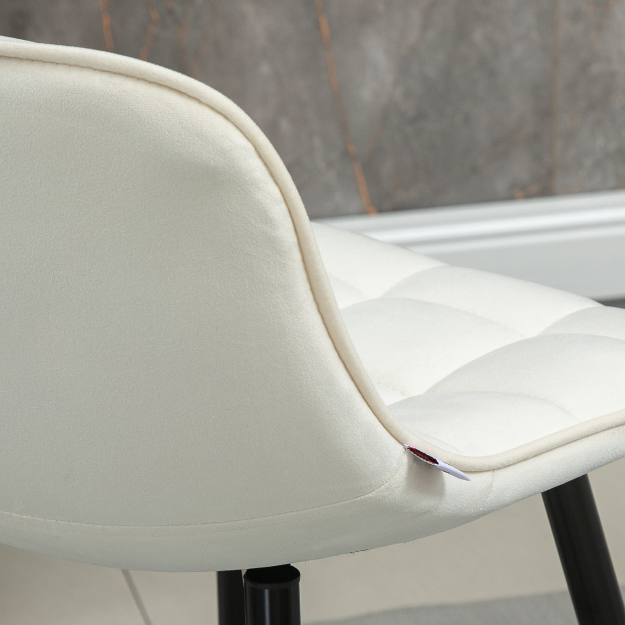 easycomfort easycomfort set 2 sgabelli da bar con schienale e poggiapiedi in stile nordico in metallo e velluto color crema 45x47x84 cm