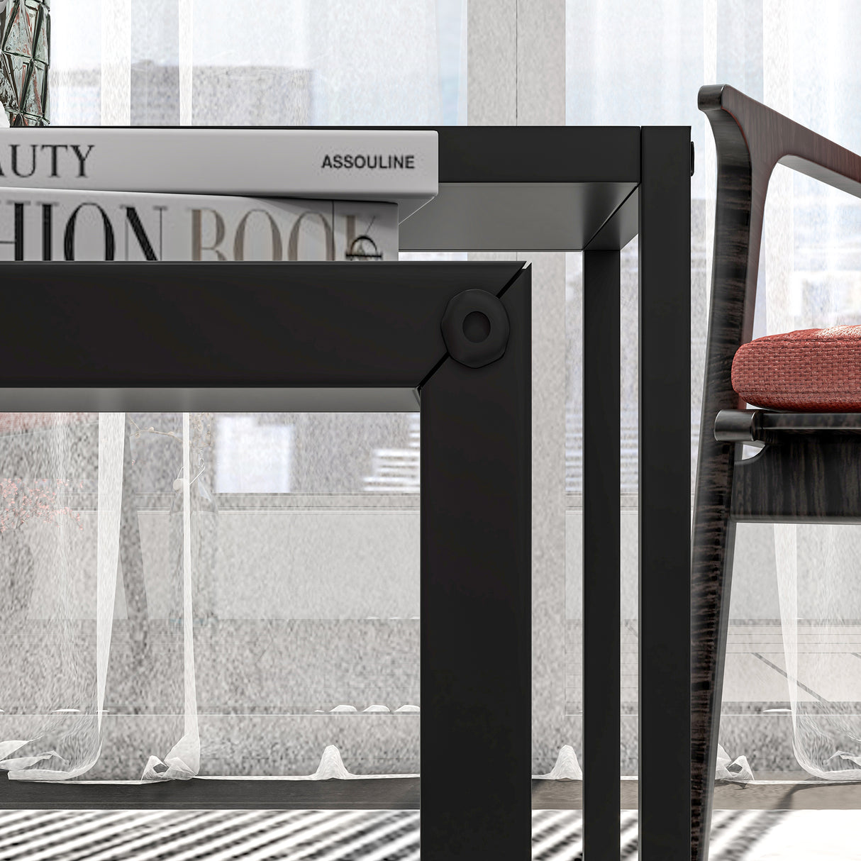 easycomfort easycomfort set 2 tavolini da salotto moderni impilabili con telaio in acciaio nero