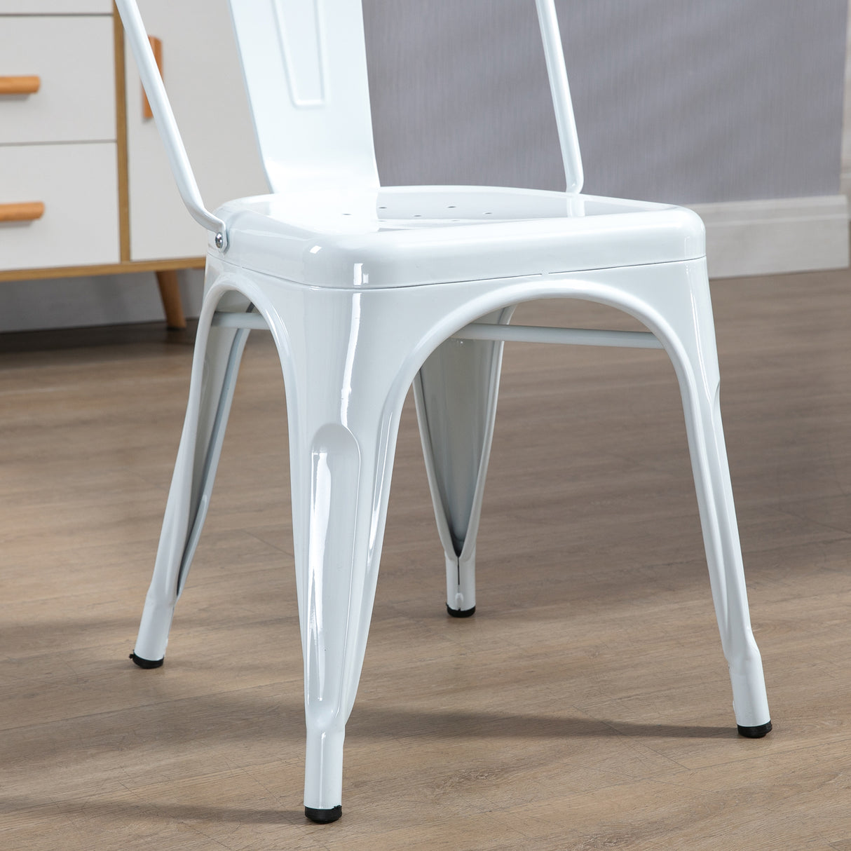 easycomfort easycomfort set da 4 sedie da cucina impilabili dallo stile industriale in acciaio 45x53x85 cm bianco