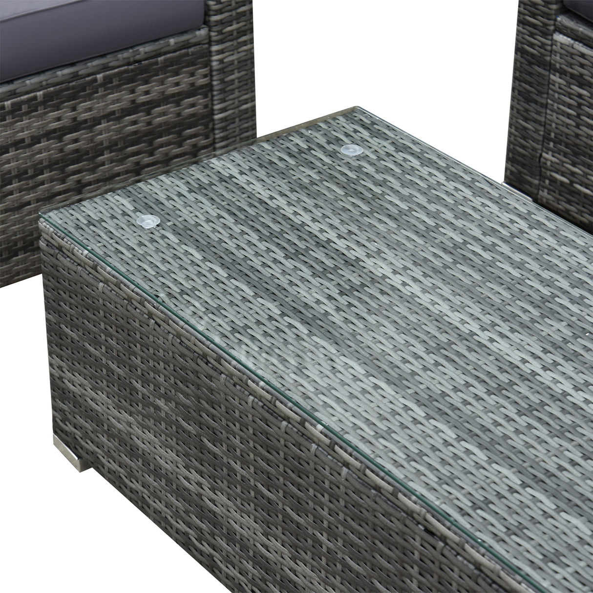 easycomfort easycomfort set da giardino 4 pezzi in rattan pe e acciaio con divano 2 poltrone e tavolino da caffe grigio