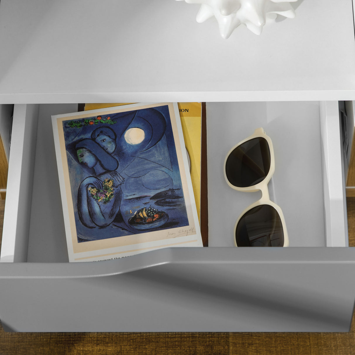 easycomfort easycomfort set di 2 comodini moderni con cassetto e ripiano in mdf 36 8x33x43 8cm bianco e grigio