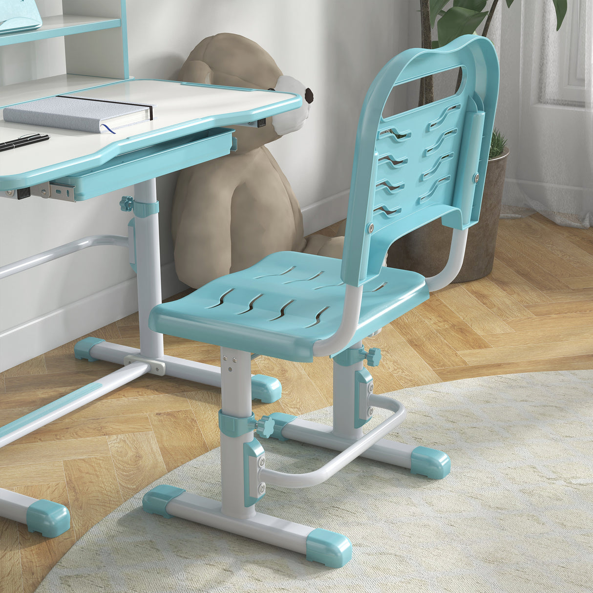 easycomfort easycomfort set scrivania per bambini con sedia regolabile in altezza e piano inclinabile eta 6 12 anni blu