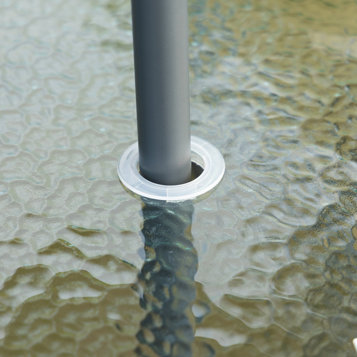 easycomfort easycomfort set tavolo con 6 sedie pieghevoli e ombrellone piano in vetro e sedute in tessuto grigio