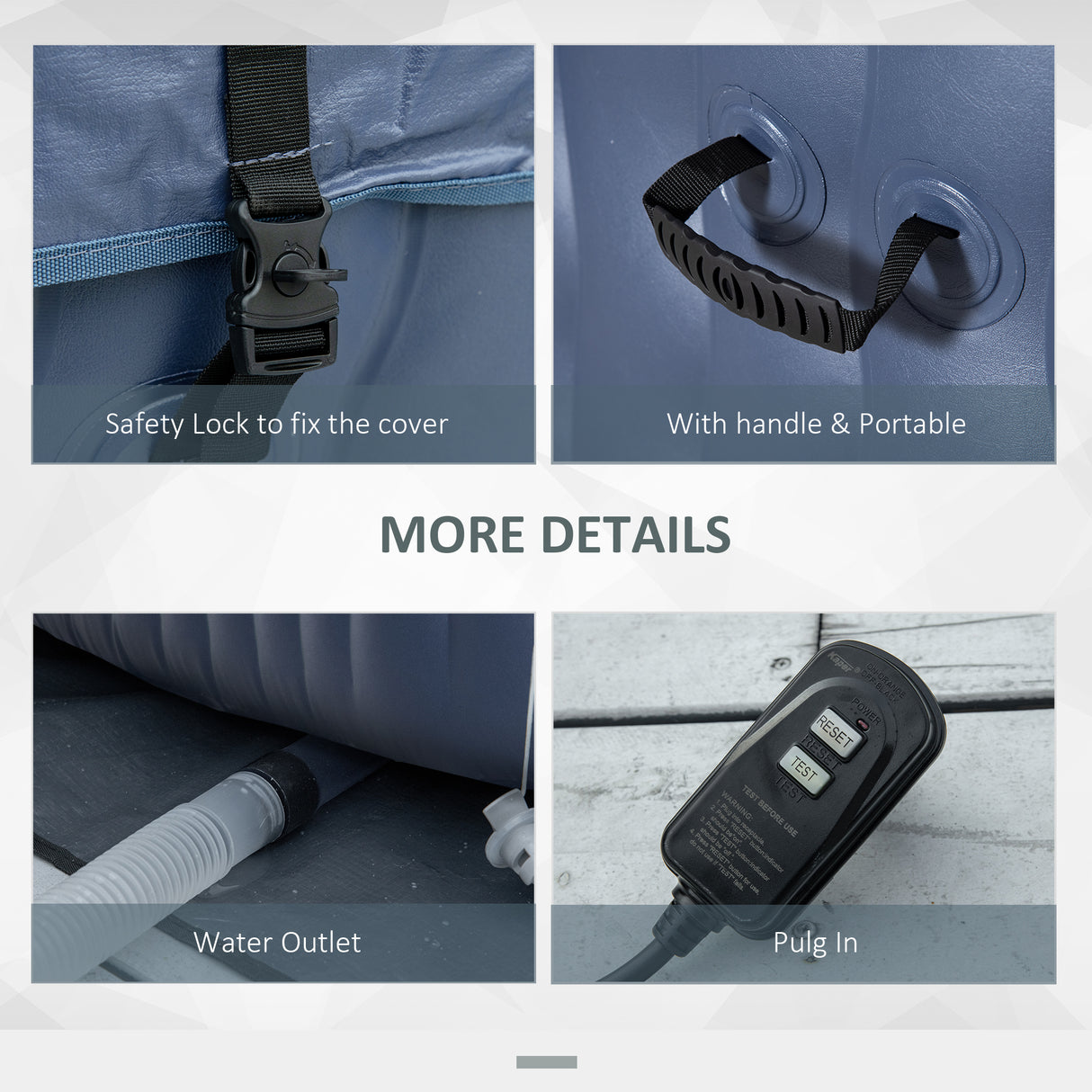 easycomfort easycomfort spa idromassaggio gonfiabile con 108 getti e riscaldamento 40c per 4 6 persone 180x180x68cm blu scuro