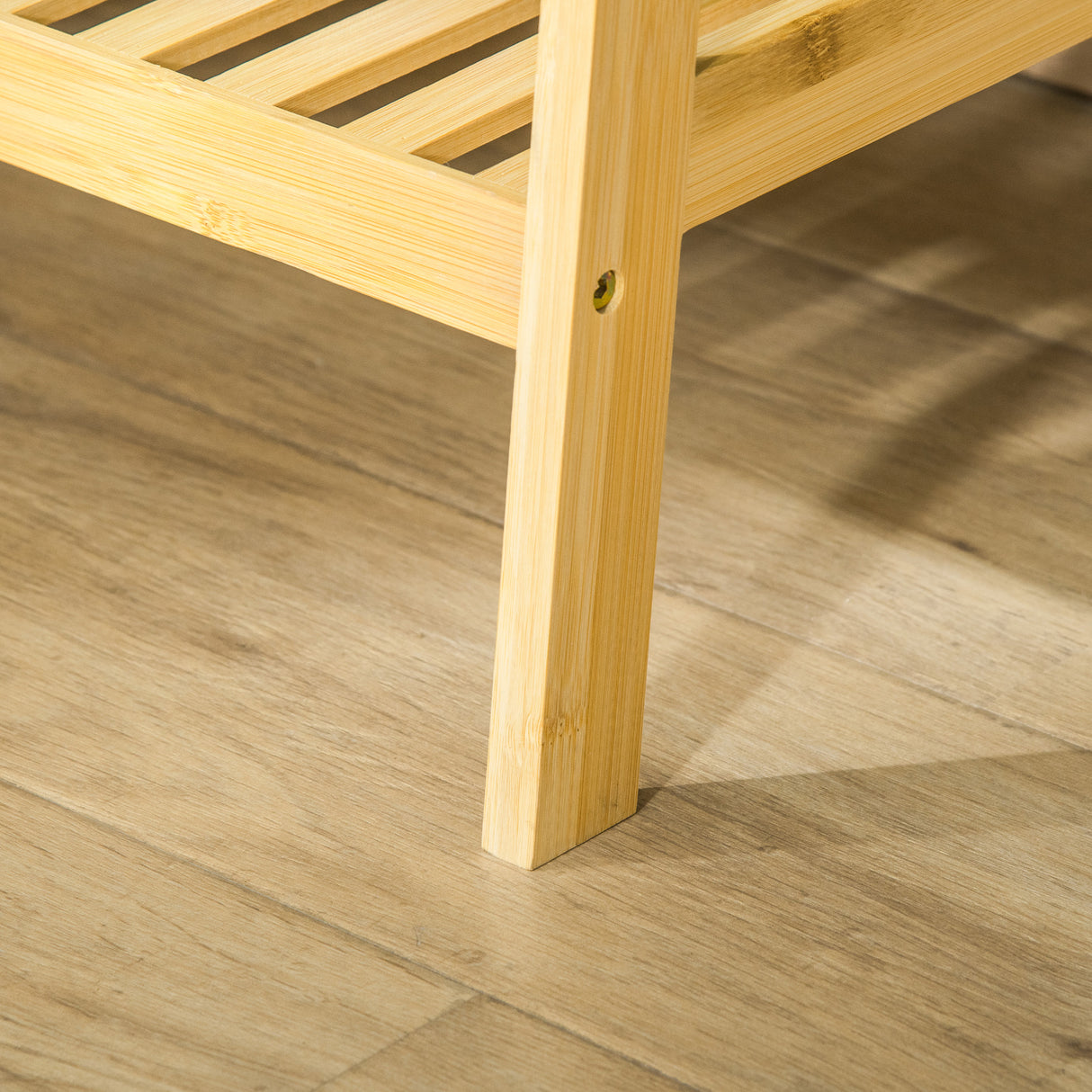 easycomfort easycomfort stand appendiabiti con 2 scaffali e 4 ganci laterali struttura in bambu 100l x 42p x 155acm color legno