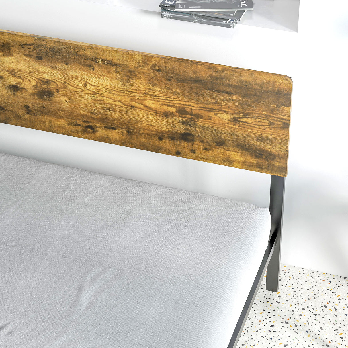 easycomfort easycomfort struttura letto in truciolato con testiera e pediera supporto a doghe e contenitore 149x207x104cm marrone