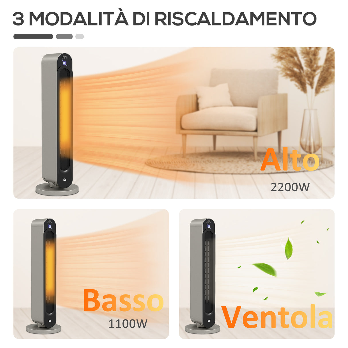 easycomfort easycomfort stufa elettrica oscillante a 3 modalita temperatura regolabile e telecomando 25x73 5 cm argento