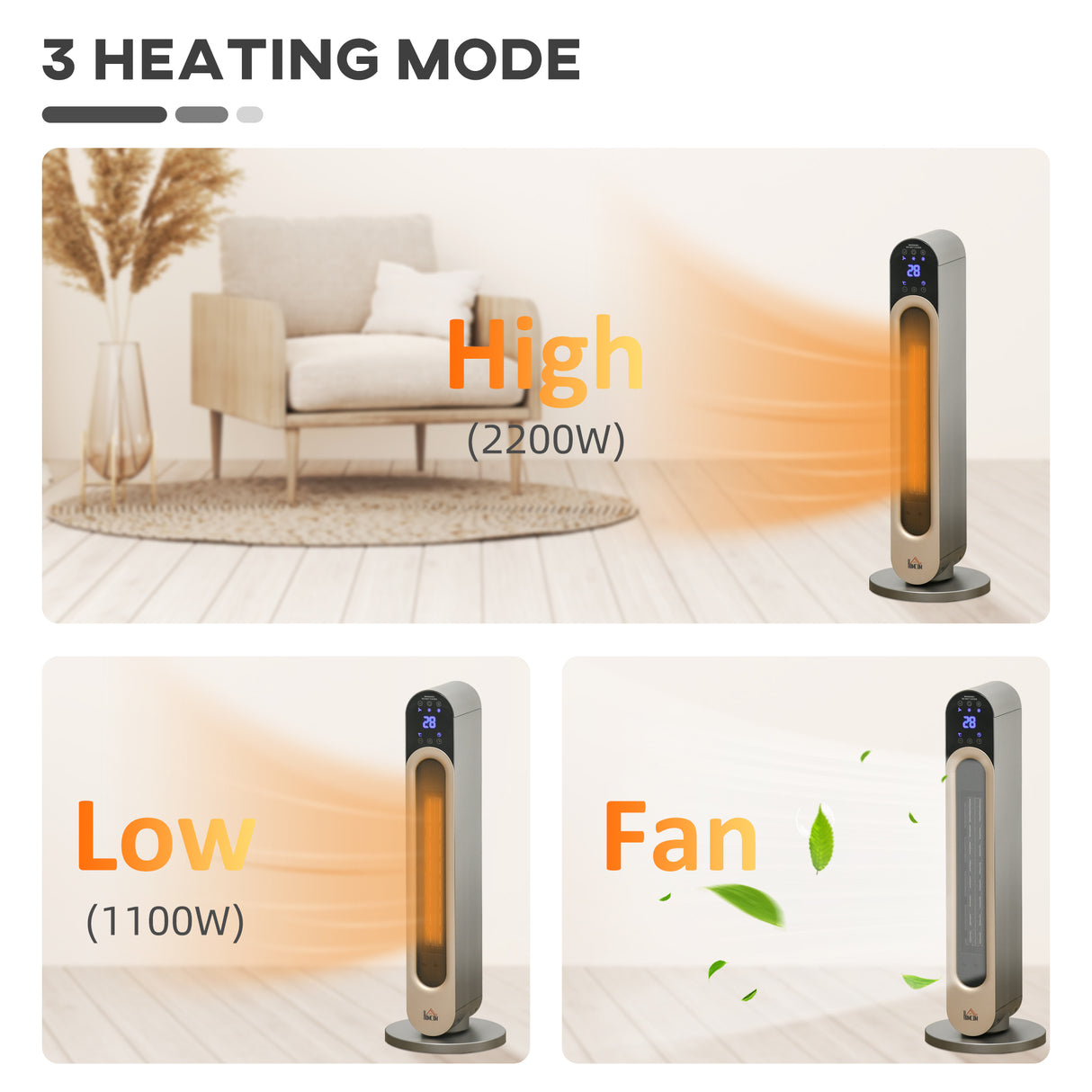 easycomfort easycomfort stufetta elettrica a 3 modalita di riscaldamento regolabile con telecomando 25x73 5 cm argento