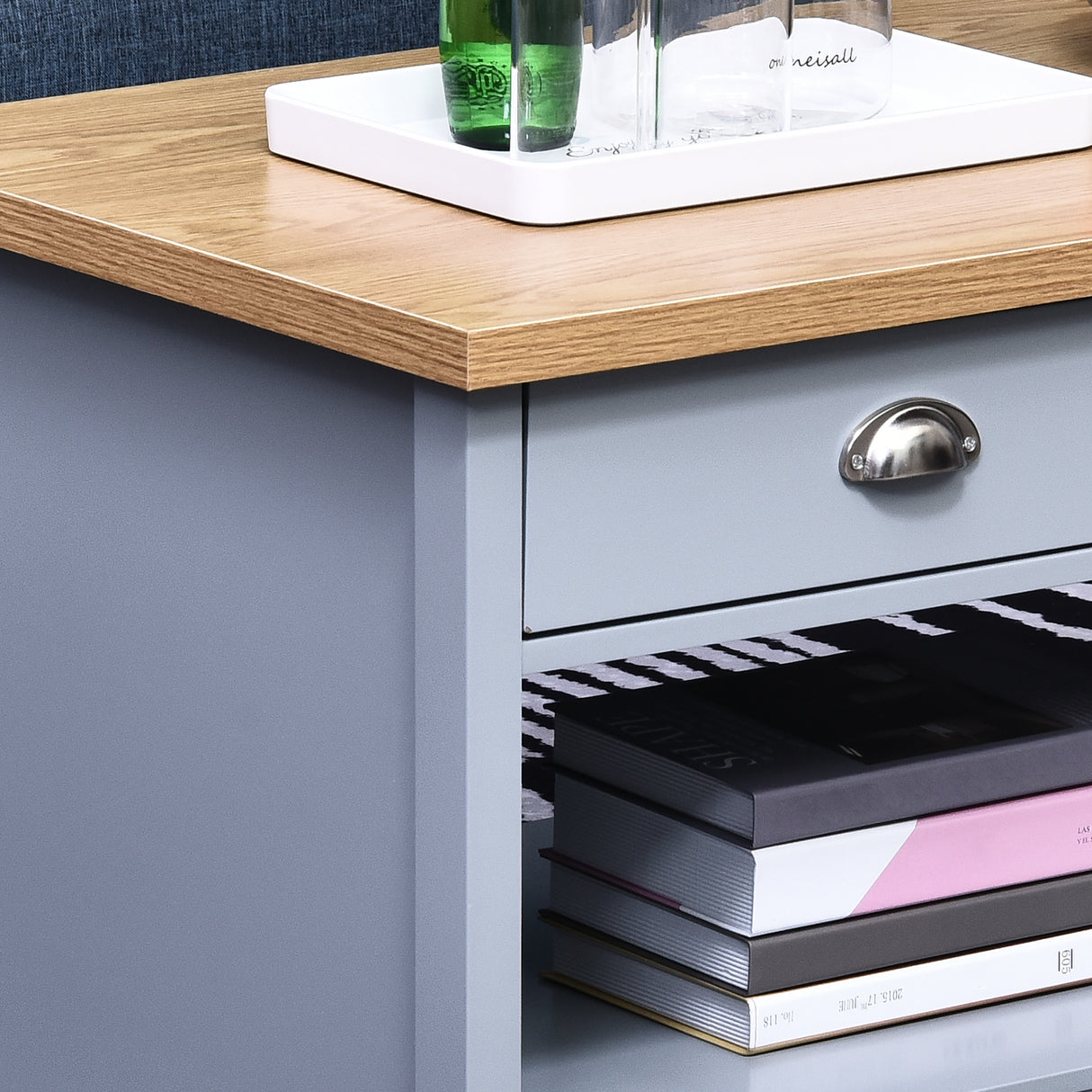 easycomfort easycomfort tavolino da caffe con maniglie 2 cassetti e 1 ripiano aperto in mdf 99x55x50 5cm