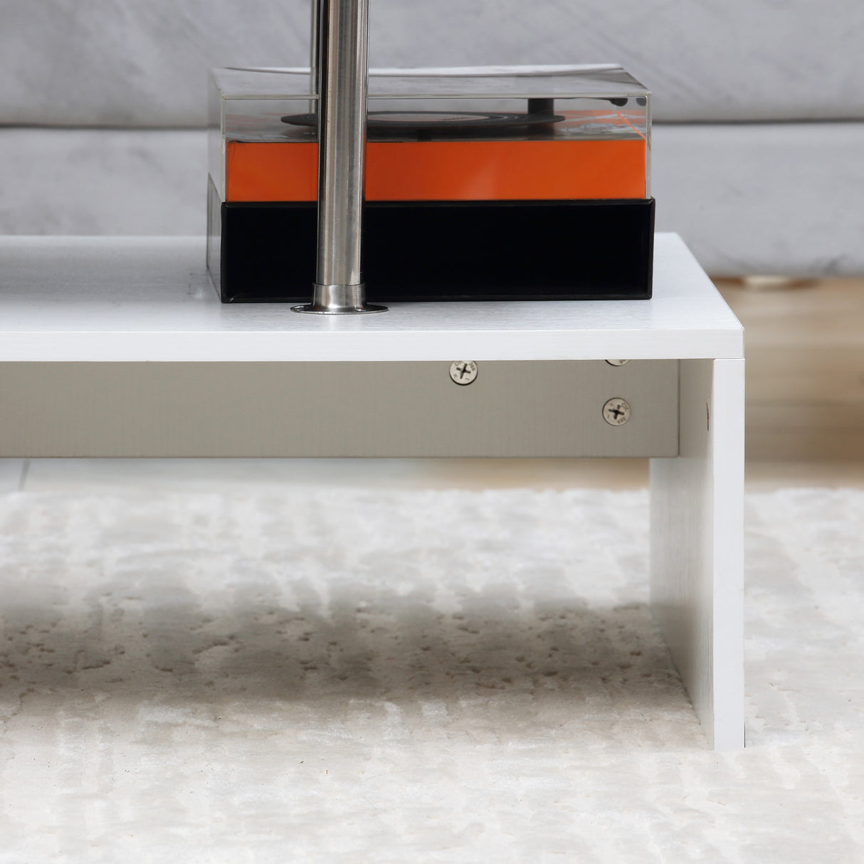 easycomfort easycomfort tavolino da salotto moderno a 2 livelli in truciolato e acciaio inox 90x60x42 cm bianco e cemento