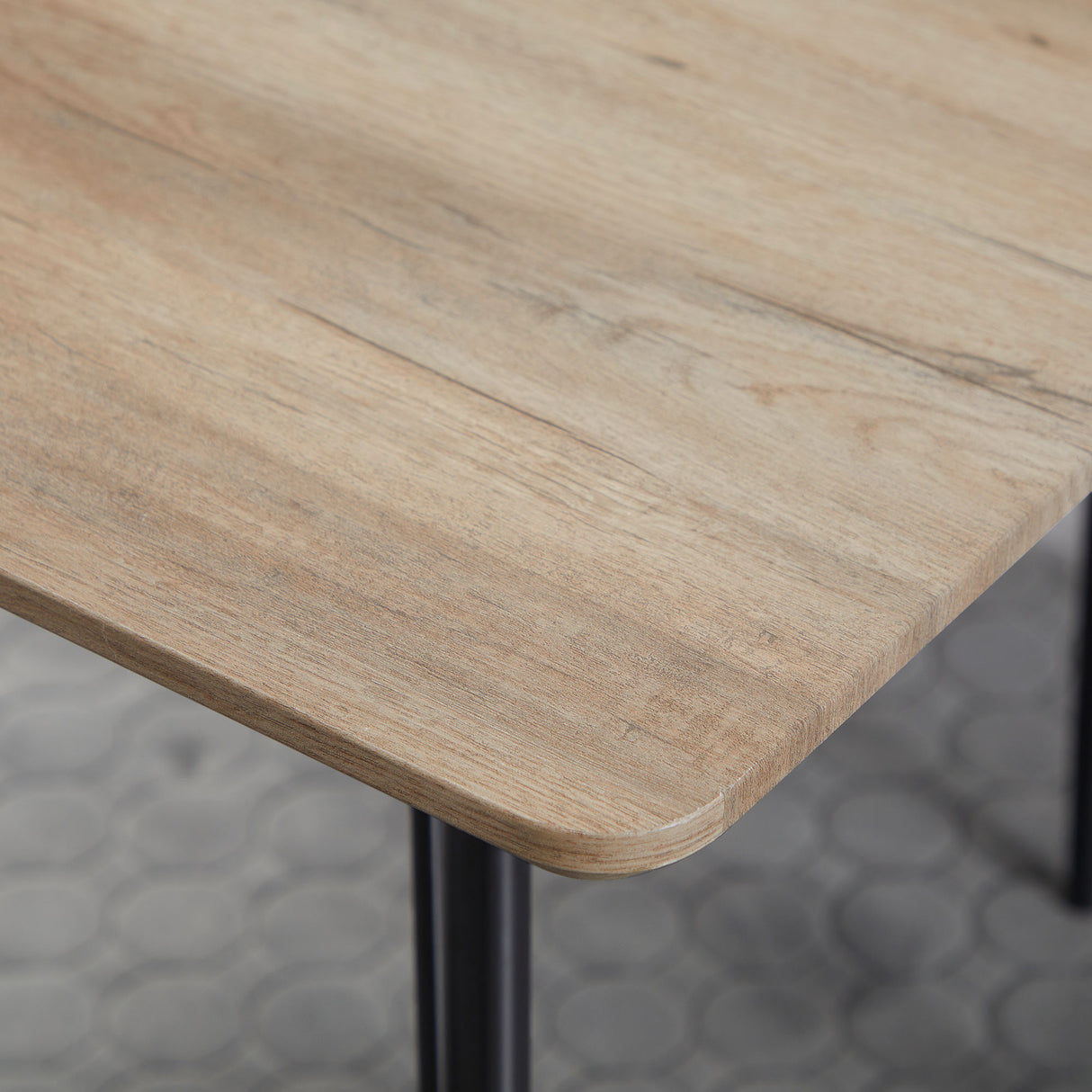 easycomfort easycomfort tavolo da pranzo 4 persone con piano effetto legno e gambe in acciaio 120x70x76cm