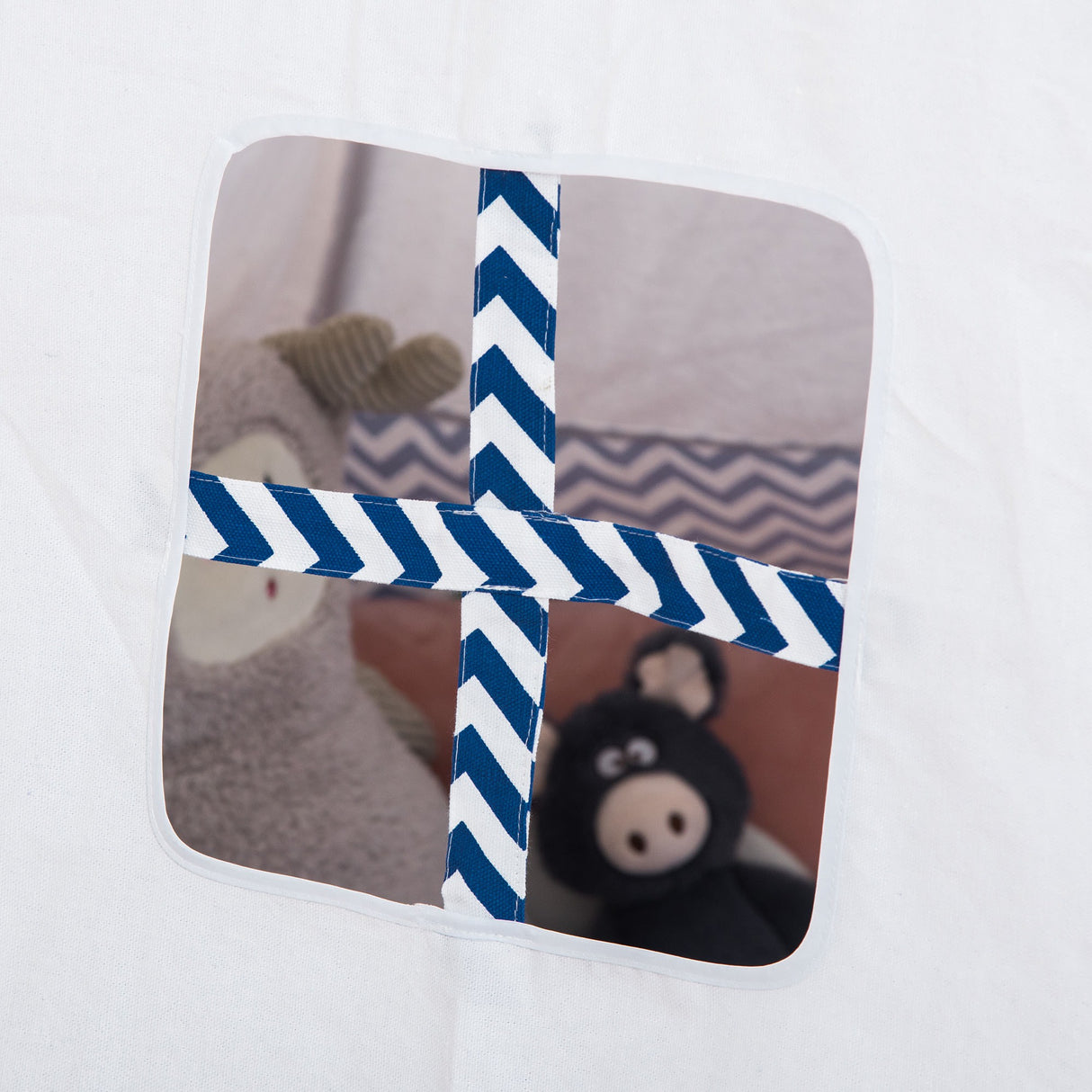 easycomfort easycomfort tenda indiana per bambini teepee in tessuto e legno con finestra eta 3 6 anni 120x120x155cm bianco e blu