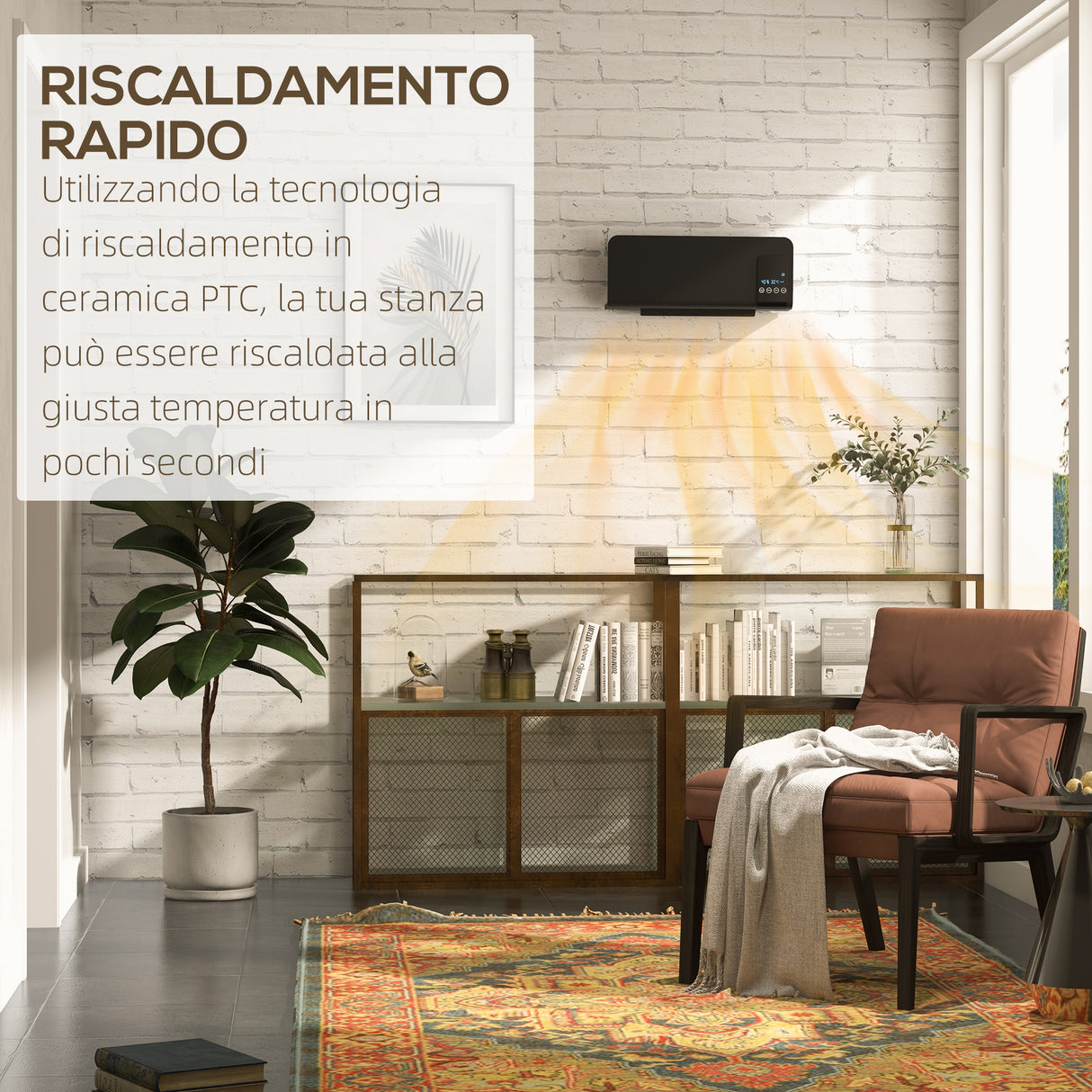 easycomfort easycomfort termoventilatore da parete oscillante con telecomando timer 12h e 2 modalita nero