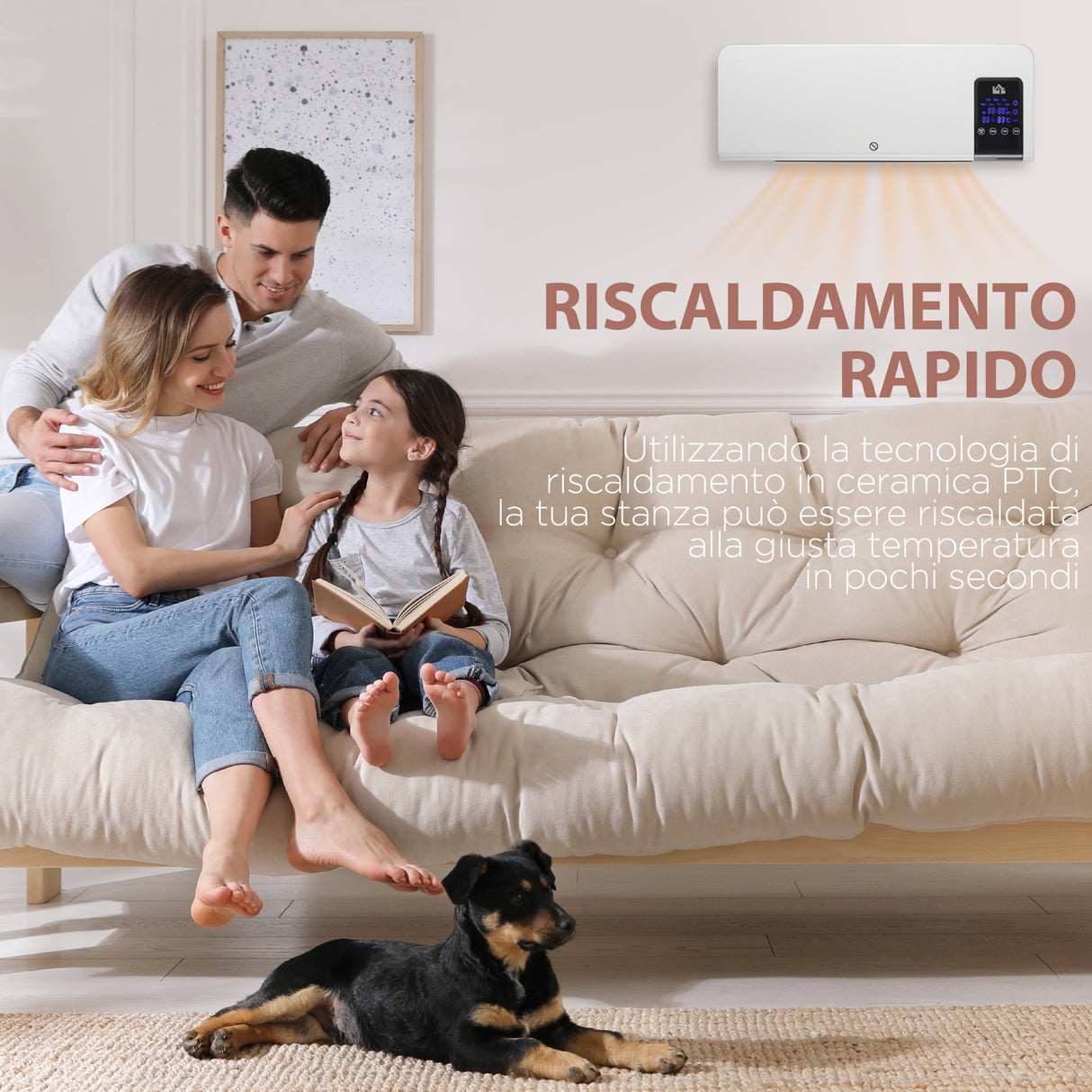 easycomfort easycomfort termoventilatore da parete oscillatorio con timer 12h e 2 modalita di riscaldamento 54 5x12x21 5 cm bianco