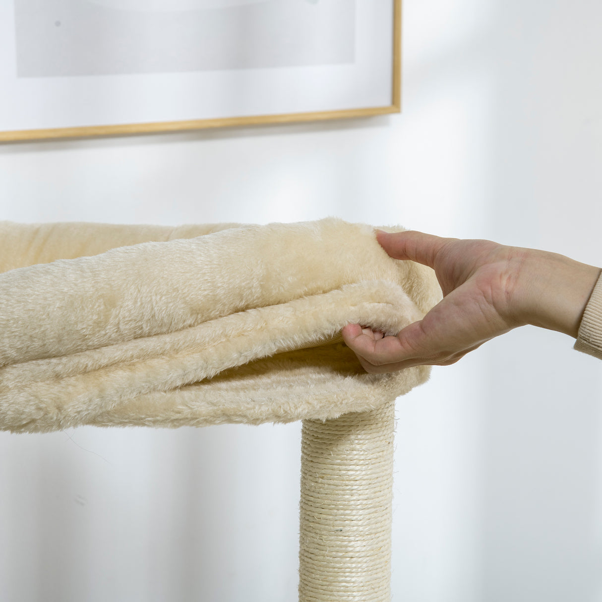 easycomfort easycomfort tiragraffi per gatti in truciolato e legno di pino con lettino e piattaforme 54x123 5 cm