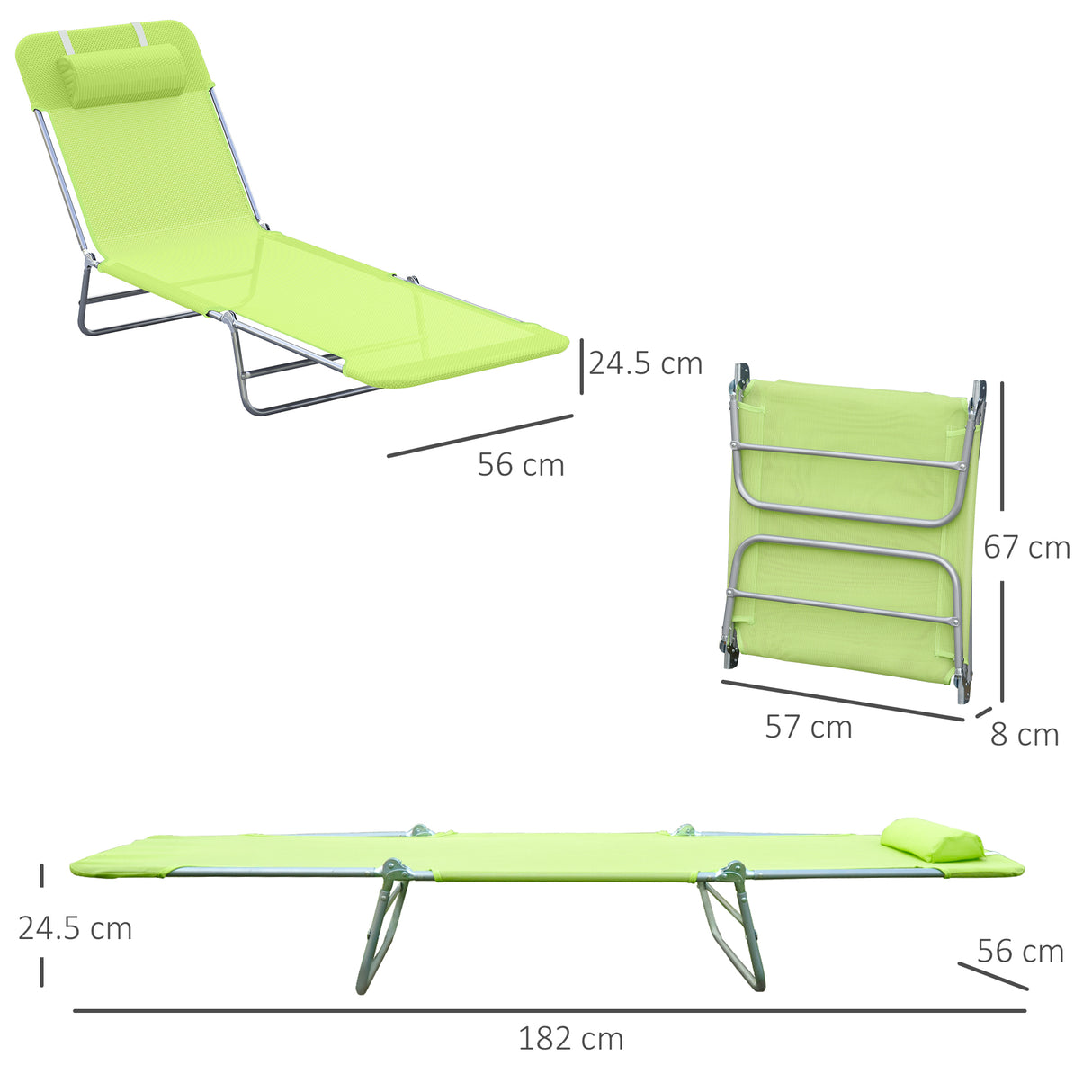 easycomfort easycomfort sdraio pieghevole reclinabile con cuscino da giardino spiaggia verde chiaro ean 8054111840361