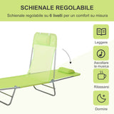 easycomfort easycomfort sdraio pieghevole reclinabile con cuscino da giardino spiaggia verde chiaro ean 8054111840361