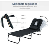 easycomfort easycomfort lettino prendisole sdraio da giardino pieghevole reclinabile con cuscino nero ean 8054111842426