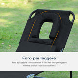 easycomfort easycomfort lettino prendisole sdraio da giardino pieghevole reclinabile con cuscino nero ean 8054111842426