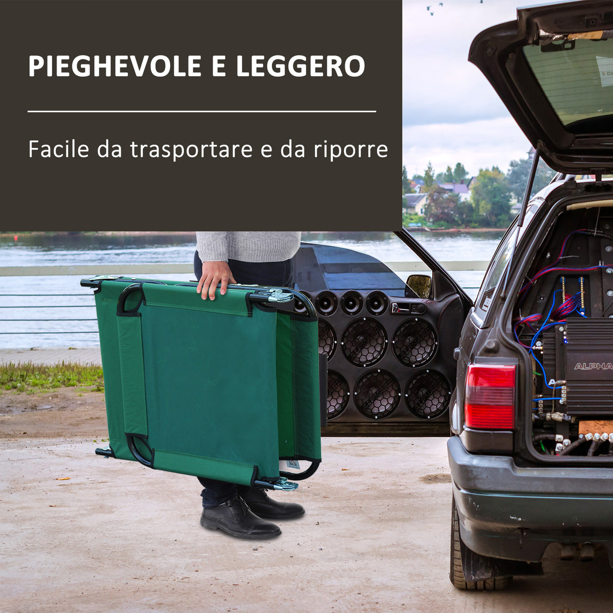 easycomfort easycomfort sdraio da giardino pieghevole con schienale reclinabile su 4 posizioni 190x56x28cm verde