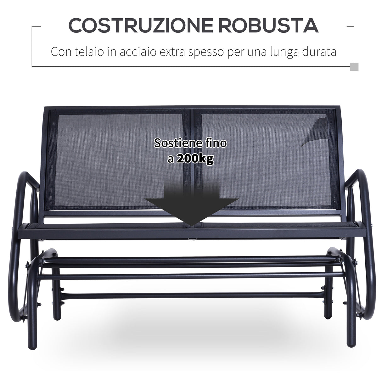 easycomfort easycomfort panchina a dondolo biposto in metallo nero 123x70x87cm ean 8054111843249