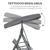easycomfort easycomfort dondolo 3 posti con baldacchino in acciaio e tessuto poliestere grigio 178x111x155cm ean 8054144130705