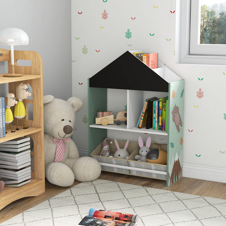 easycomfort easycomfort scaffale portagiochi per bambini con ripiani e cassetti rimovibili verde