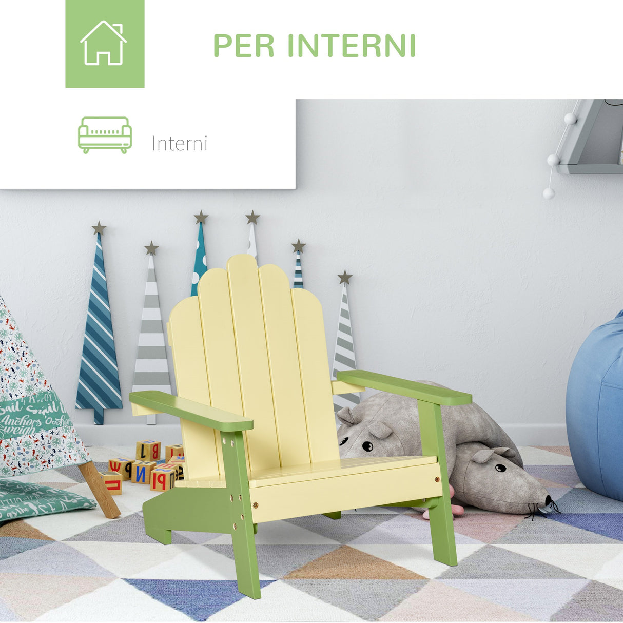 easycomfort easycomfort sedia per bambini da giardino adirondack in legno di pino verde ean 8054144136868