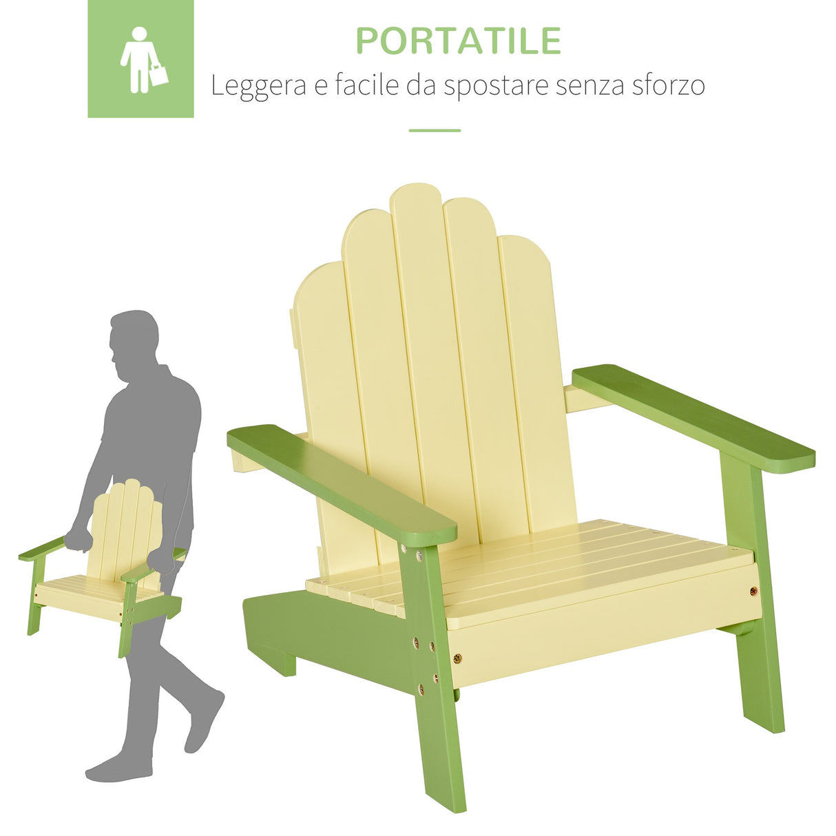 easycomfort easycomfort sedia per bambini da giardino adirondack in legno di pino verde ean 8054144136868