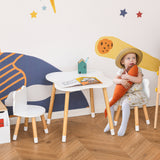 easycomfort easycomfort set tavolino con 2 sedie per bambini a forma di orsetto in legno grigio