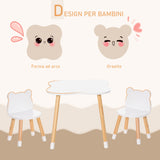 easycomfort easycomfort set tavolino con 2 sedie per bambini a forma di orsetto in legno grigio