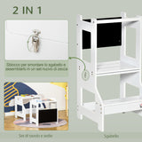 easycomfort easycomfort scala montessori 2 in 1 in mdf staccabile con sgabello lavagna inclusi per bambini 3 6 anni bianco