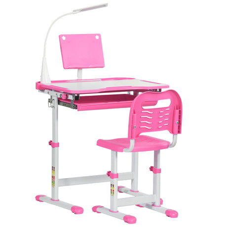 easycomfort easycomfort banco scuola regolabile con sedia per bambini 6 12 anni 70x49 5x80 105 cm rosa