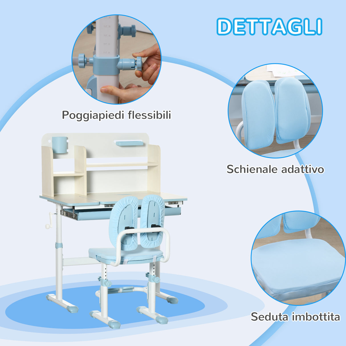 easycomfort easycomfort banco scuola con sedia per bambini 3 12 anni altezza regolabile e piano inclinabile azzurro