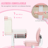 easycomfort easycomfort banco scuola con sedia per bambini 3 12 anni altezza regolabile e piano inclinabile rosa