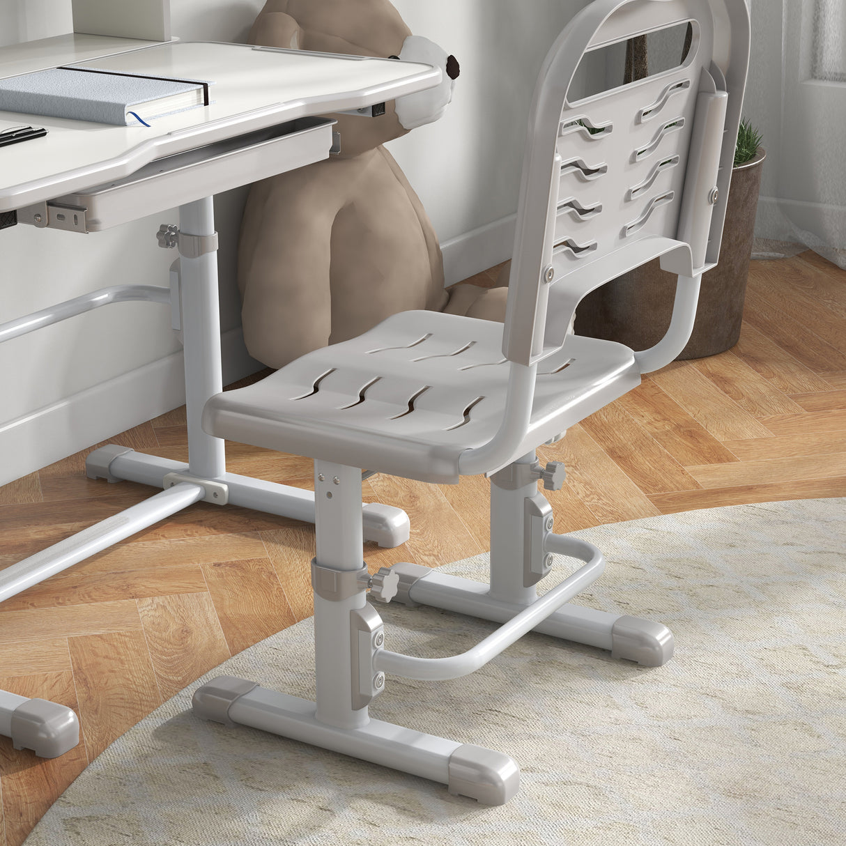 easycomfort easycomfort set scrivania per bambini con sedia regolabile in altezza e piano inclinabile eta 6 12 anni grigio