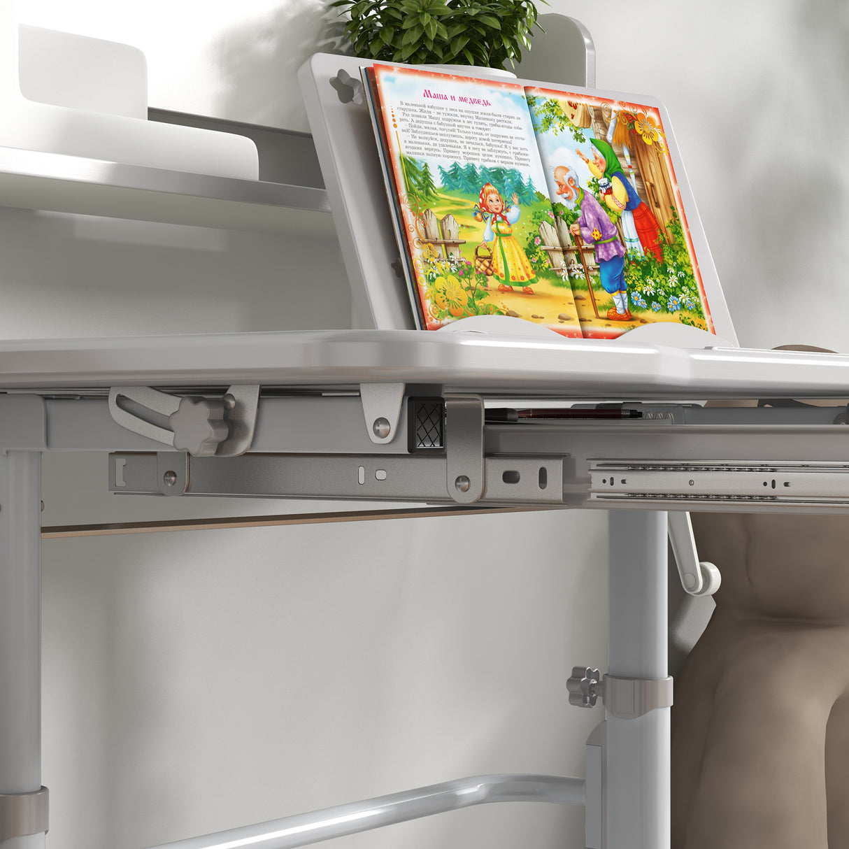 easycomfort easycomfort set scrivania per bambini con sedia regolabile in altezza e piano inclinabile eta 6 12 anni grigio