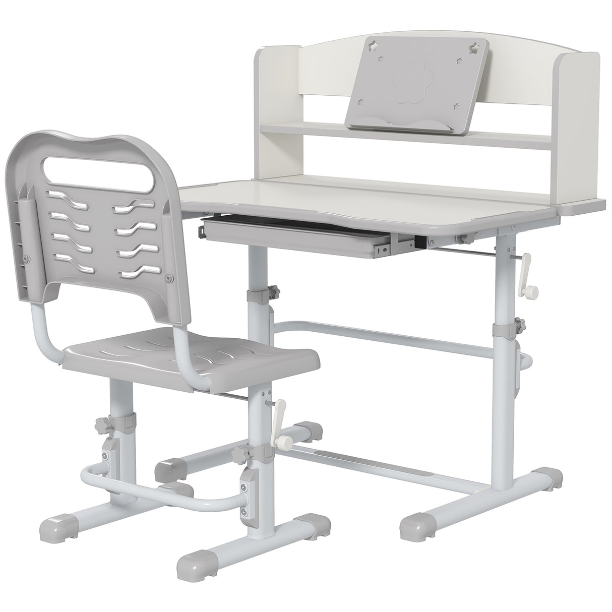 easycomfort easycomfort set scrivania per bambini con sedia regolabile in altezza e piano inclinabile eta 6 12 anni grigio