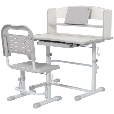 easycomfort easycomfort set scrivania per bambini con sedia regolabile in altezza e piano inclinabile eta 6 12 anni grigio