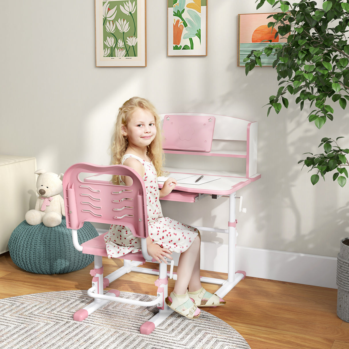 easycomfort easycomfort set scrivania per bambini con sedia regolabile in altezza e piano inclinabile eta 6 12 anni rosa