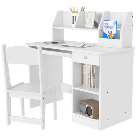 easycomfort easycomfort banco scuola e sedia per bambini da 5 8 anni con scaffale e mensola estraibile in legno bianco