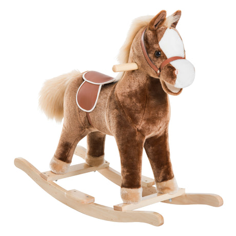easycomfort easycomfort cavallo a dondolo in legno giocattolo cavalcabile bambini peluche 74 33 62cm