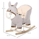 easycomfort easycomfort dondolo giocattolo a forma di asino per bambini 18 36 in legno di pioppo e peluche grigio suoni realistici