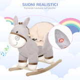 easycomfort easycomfort dondolo giocattolo a forma di asino per bambini 18 36 in legno di pioppo e peluche grigio suoni realistici