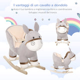 easycomfort easycomfort dondolo giocattolo a forma di asino per bambini 18 36 in legno di pioppo e peluche grigio suoni realistici