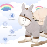 easycomfort easycomfort dondolo giocattolo a forma di asino per bambini 18 36 in legno di pioppo e peluche grigio suoni realistici