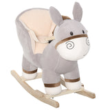 easycomfort easycomfort dondolo giocattolo a forma di asino per bambini 18 36 in legno di pioppo e peluche grigio suoni realistici