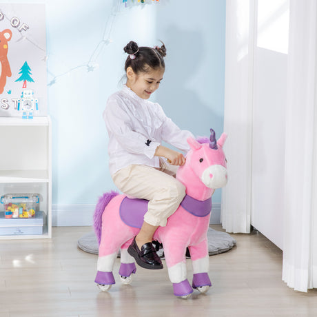 easycomfort easycomfort cavallo a dondolo con ruote a forma di unicorno per bambini da 3 6 anni 70x32x87cm rosa