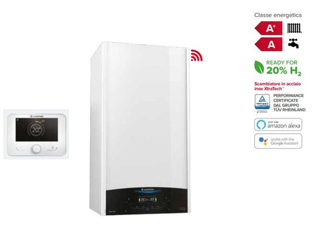 ariston caldaia a condensazione ariston genus one net 35 kw low nox metano o gpl con sensy di serie wi fi alexa e google home completa di kit scarico fumi