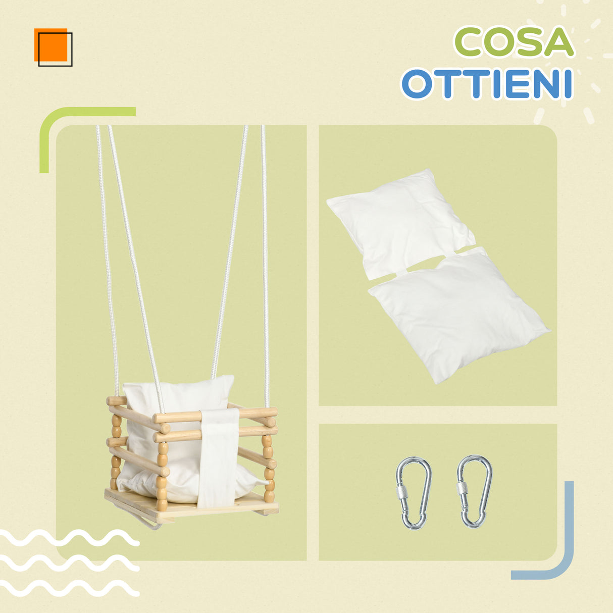 easycomfort easycomfort altalena per bambini 9 36 mesi in legno e cotone con corda regolabile e cuscino 30x30x110 180 cm